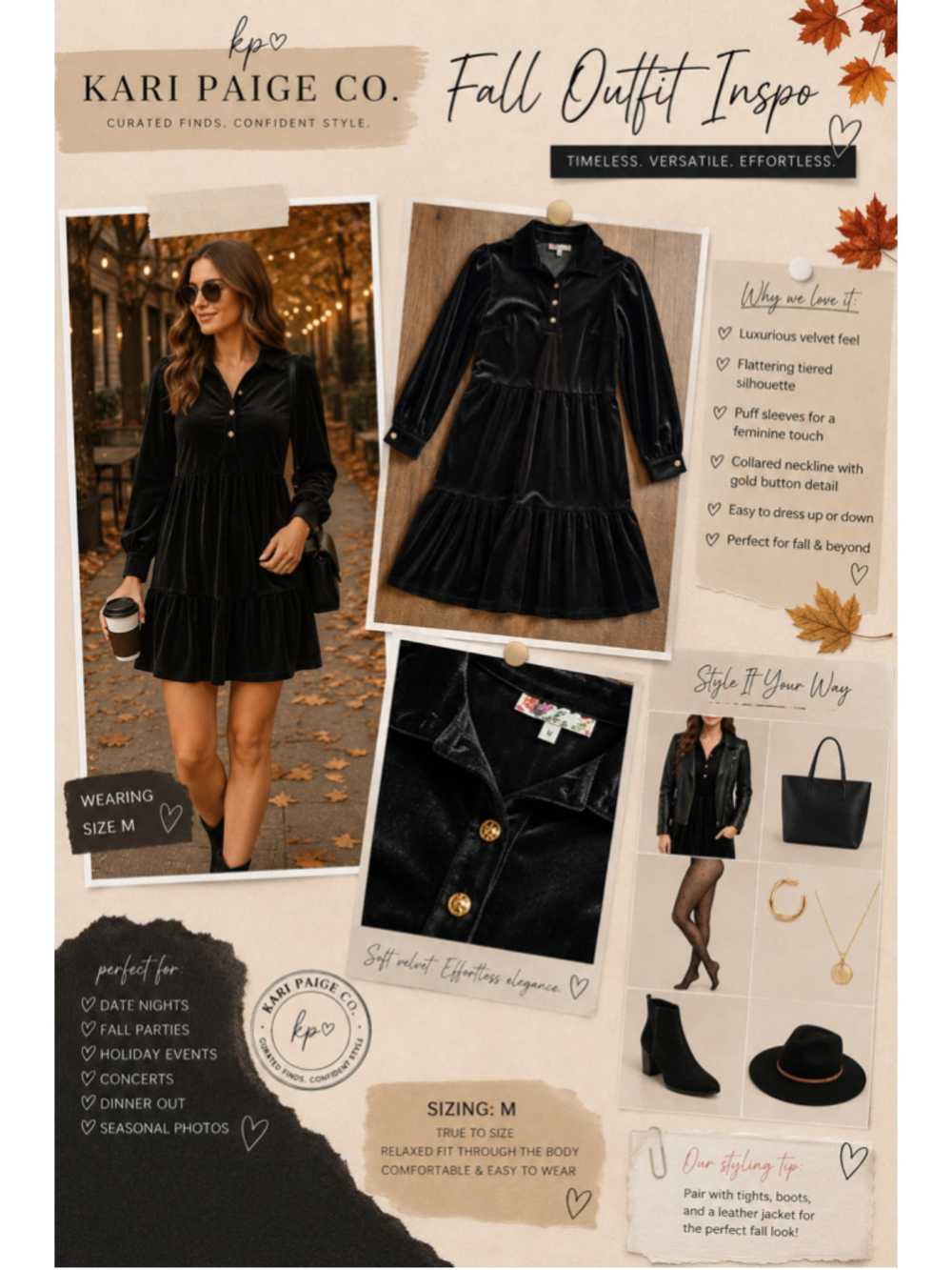 Jude Connally Black Velvet mid length dress size S gold buttons Fall